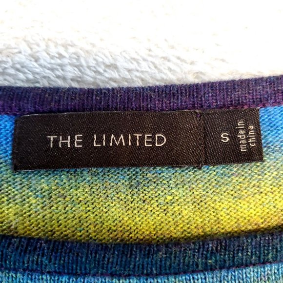 The Limited Sweater Womens Small Short Sleeved Rainbow Striped Soft Stretch‎ - Picture 7 of 7